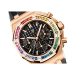 Audemars Piguet Offshore 26236OR.YY.D002CA.01 Chronograph Pink Rose Gold Rainbow 37mm Black Dial - Luxury Souq