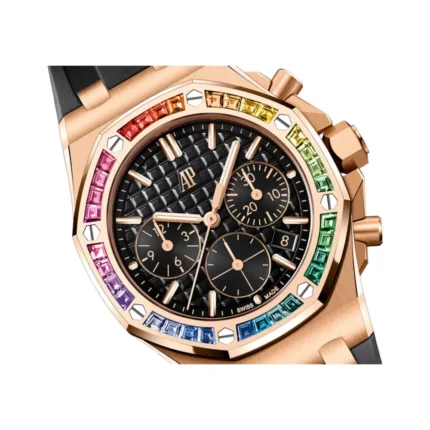 Audemars Piguet Offshore 26236OR.YY.D002CA.01 Chronograph Pink Rose Gold Rainbow 37mm Black Dial - Luxury Souq