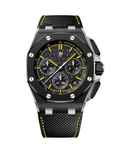 Audemars Piguet Royal 26420CE.OO.A005VE.01 Oak Offshore Chronograph Ceramic Black Yellow Dial Men's Watch
