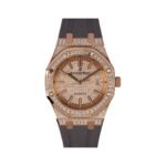Audemars Piguet Royal Oak 15402OR.ZZ.D003CR.01 Rose Gold Pave Diamond Dial and Bezel 41mm Men's Watch - Luxury Souq