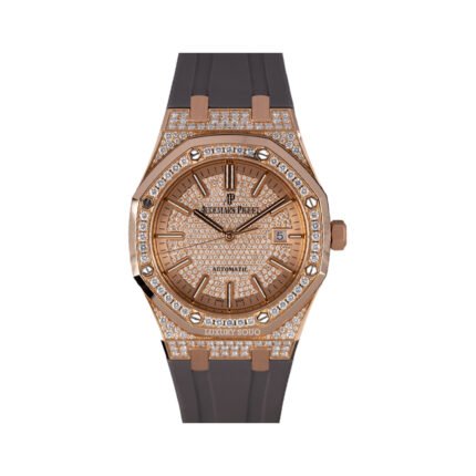 Audemars Piguet Royal Oak 15402OR.ZZ.D003CR.01 Rose Gold Pave Diamond Dial and Bezel 41mm Men's Watch - Luxury Souq