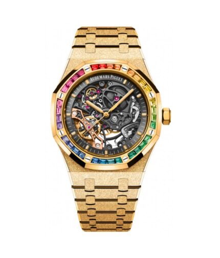 Audemars Piguet Royal Oak 15412BA.YG.1224BA.01 Yellow Gold Rainbow Gem-Set Bezel