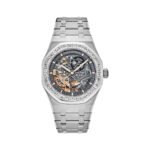 Audemars Piguet Royal Oak 15412BC.ZZ.1220BC.01 Double Balance Wheel White Gold Baguette-cut Diamond Bezel 41mm Skeleton Dial Men's Watch - Luxury Souq
