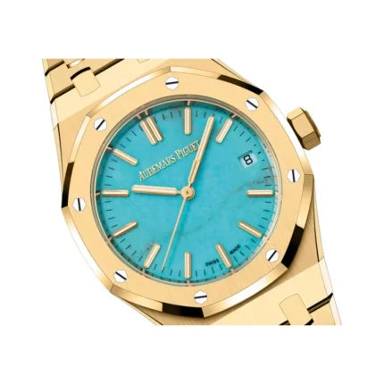 Audemars Piguet Royal Oak 15550BA.OO.1356BA.01 Yellow Gold 37mm Turquoise Dial - Luxury Souq
