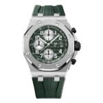 Audemars Piguet Royal Oak 26238TI.OO.A056CA.01 Khaki Green Méga Tapisserie Dial Offshore Self-winding Chronograph 42mm Titanium Men's Watch