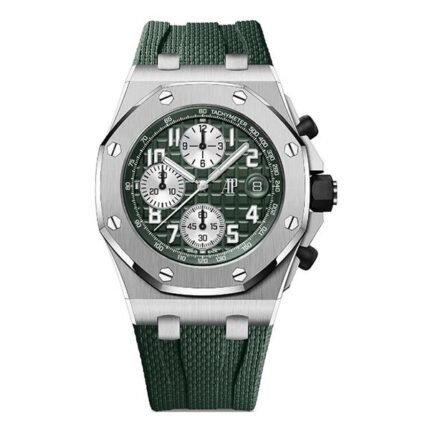 Audemars Piguet Royal Oak 26238TI.OO.A056CA.01 Khaki Green Méga Tapisserie Dial Offshore Self-winding Chronograph 42mm Titanium Men's Watch