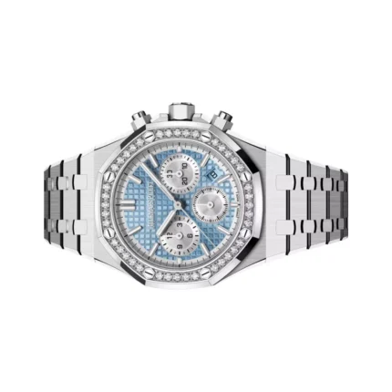 Audemars Piguet Royal Oak 26715ST.ZZ.1356ST.01 Steel with Diamond Bezel 38mm Sky Blue Dial Unisex Watch - Luxury Souq