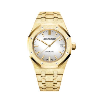 Audemars Piguet Royal Oak Carolina Bucci 15454BA.GG.1259BA.02 Frosted Yellow Gold 37mm Silver-toned Mirror Dial Ladies Watch - Luxury Souq