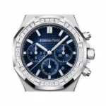 Audemars Piguet Royal Oak Chronograph 26715BC.ZZ.1356BC.01 White Gold Diamond Bezel 38mm Blue Dial Mens Watch - Luxury Souq