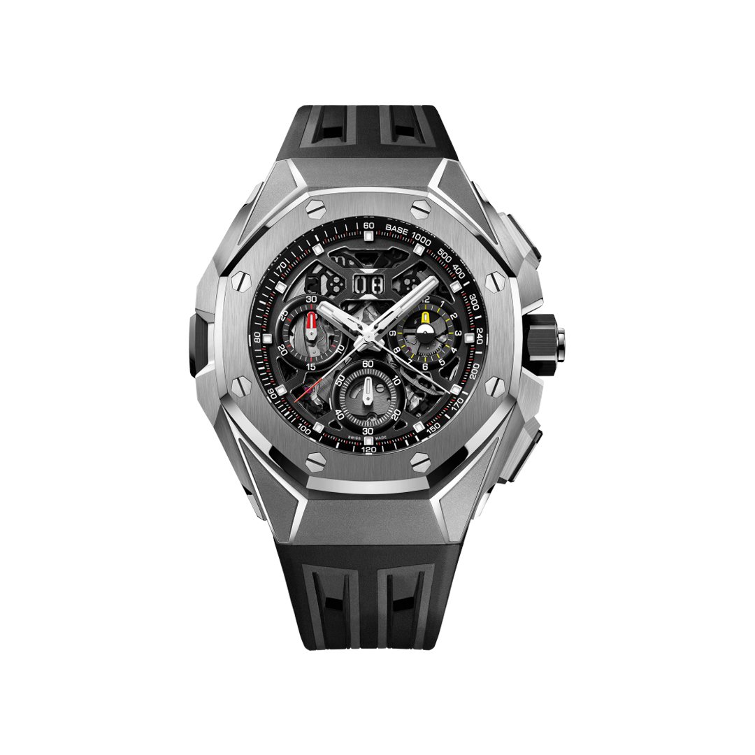 Audemars Piguet Royal Oak Concept 26650TI.OO.D013CA.01 Split Second Chronograph GMT Titanium 43mm - Luxury Souq Audemars Piguet Royal Oak Concept 26650TI.OO.D013CA.01 Split Second Chronograph GMT Titanium 43mm - Luxury Souq