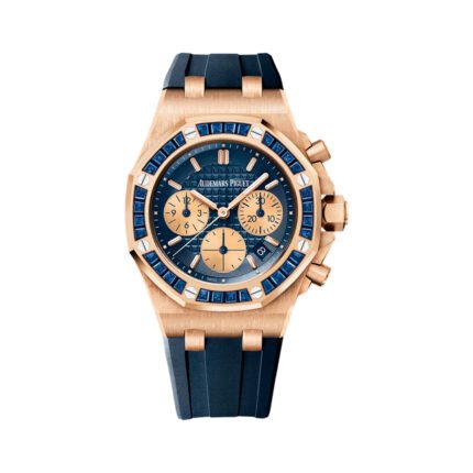 Audemars Piguet Royal Oak Offshore 26236OR.SS.D027CA.01 Chronograph Rose Gold Blue Sapphire Bezel & Blue Dial 37mm Ladies Watch - Luxury Souq