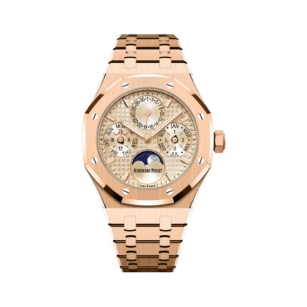 Audemars Piguet Royal Oak Perpetual Calendar 26684OR.OO.1356OR.02 Pink Gold 38mm Beige Dial Unisex Watch - Luxury Souq