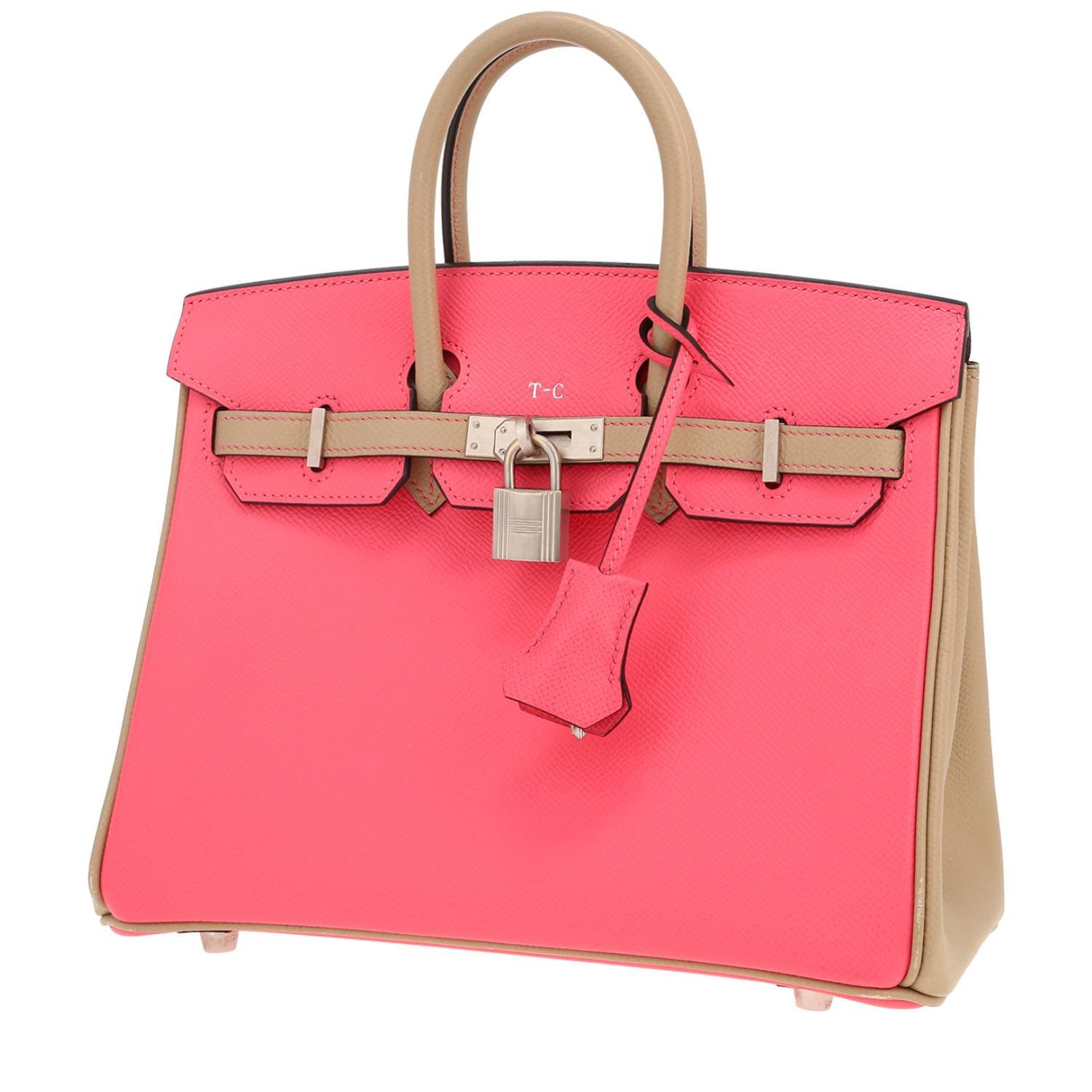 Hermès Birkin 25 cm handbag in bicolor, azalea pink and Beige Marfa epsom leather Hermès Birkin 25 cm handbag in bicolor, azalea pink and Beige Marfa epsom leather
