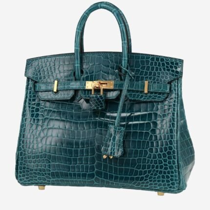 Hermès Birkin 25 cm handbag in green porosus crocodile