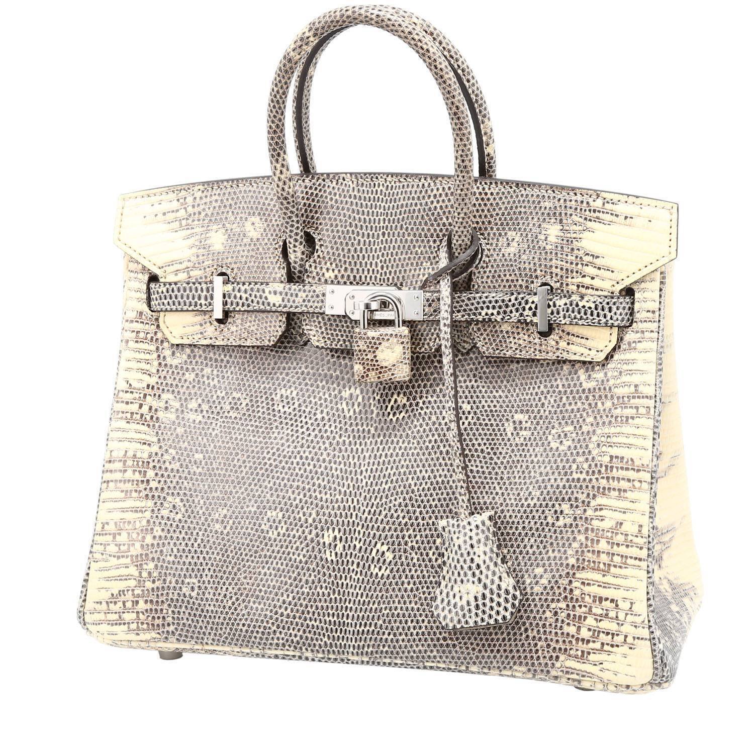 Hermès Birkin 25 cm handbag in grey and beige lizzard Hermès Birkin 25 cm handbag in grey and beige lizzard