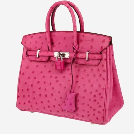 Hermès Birkin 25 cm handbag in pink ostrich leather