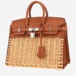 Hermès Birkin 25 cm Picnic handbag in gold Swift leather and wicker