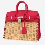 Hermès Birkin 25 cm Picnic handbag in raspberry pink Swift leather and wicker