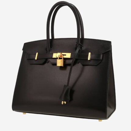 Hermès Birkin 30 cm handbag in black box leather