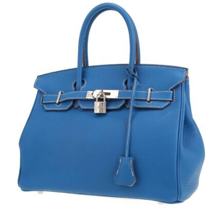 Hermès Birkin 30 cm handbag in blue Mykonos and white togo leather