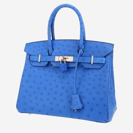 Hermès Birkin 30 cm handbag in blue ostrich leather