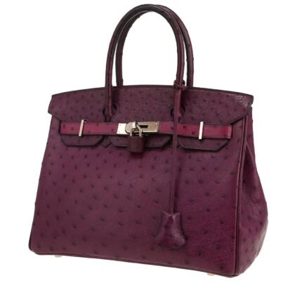 Hermès Birkin 30 cm handbag in purple ostrich leather