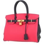 Hermès Birkin 30 cm handbag in Rose extrême leather taurillon clémence and dark blue leather taurillon clémence