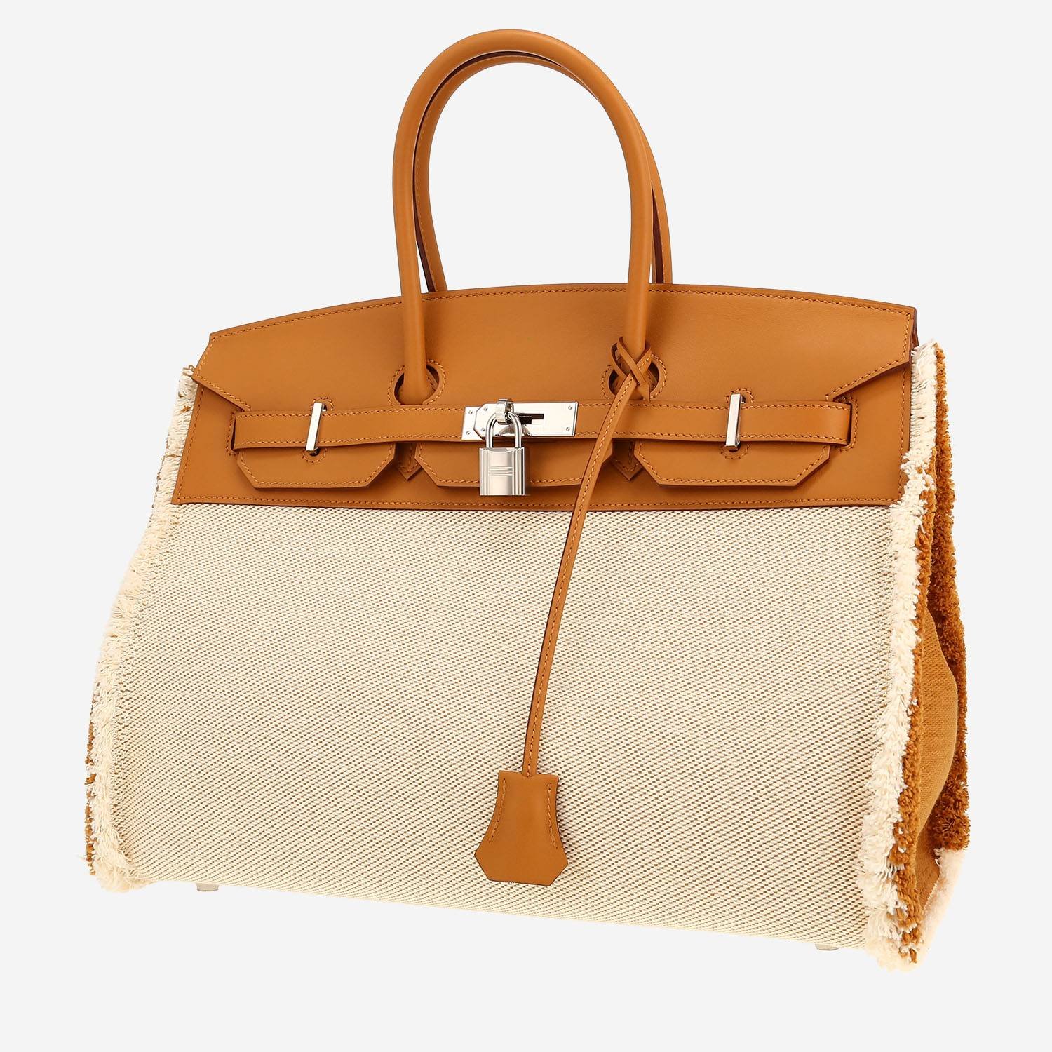 Hermes Birkin 35 cm Fray Fray handbag in beige canvas and Sésame beige leather Hermes Birkin 35 cm Fray Fray handbag in beige canvas and Sésame beige leather