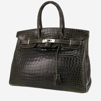 Hermès Birkin 35 cm handbag in anthracite grey porosus crocodile