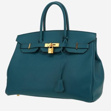 Hermès Birkin 35 cm handbag in blue Colvert epsom leather