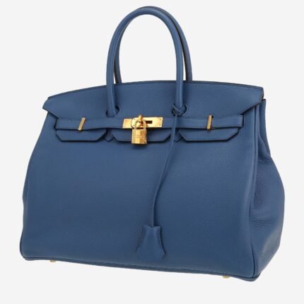 Hermès Birkin 35 cm handbag in blue leather taurillon clémence