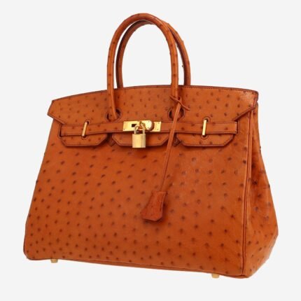 Hermès Birkin 35 cm handbag in gold ostrich leather