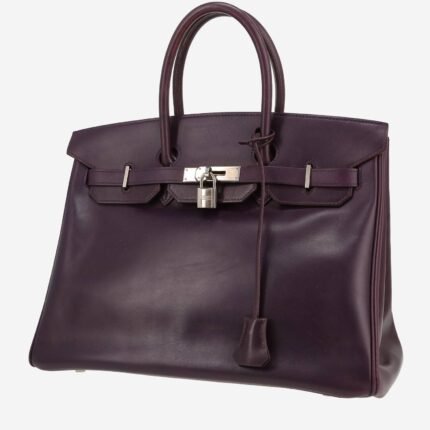 Hermès Birkin 35 cm handbag in purple Raisin box leather