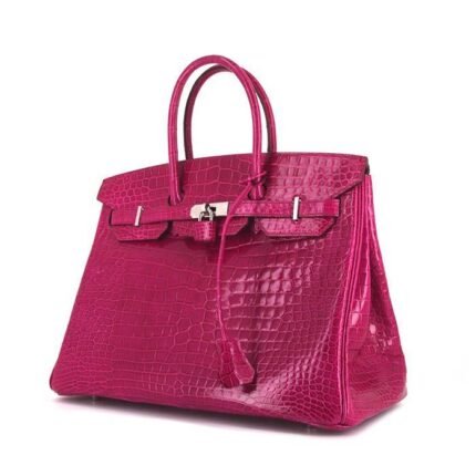 Hermes Birkin 35 cm handbag in Rose Sheherazade porosus crocodile