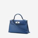 Hermès Kelly 20 cm handbag in blue Mysore leather