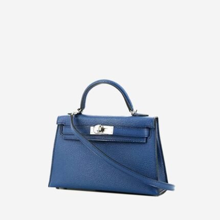 Hermès Kelly 20 cm handbag in blue Mysore leather