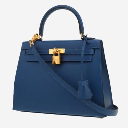 Hermès Kelly 25 cm handbag in blue Madame calfskin