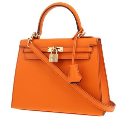 Hermès Kelly 25 cm handbag in orange epsom leather