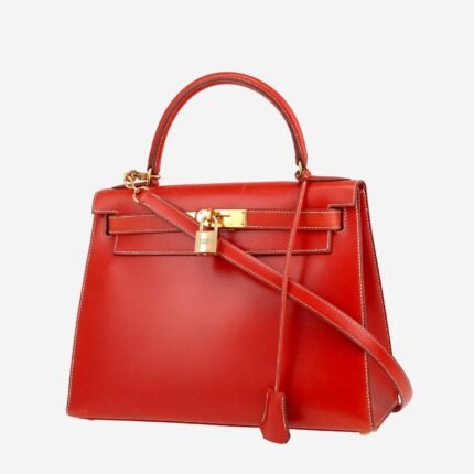 Hermès Kelly 28 cm handbag in brick red box leather