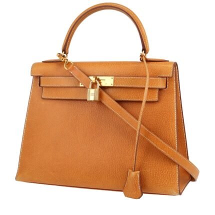 Hermès Kelly 28 cm handbag in gold Pecari leather