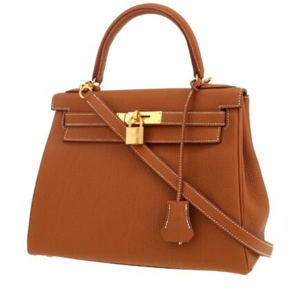 Hermès Kelly 28 cm handbag in gold togo leather