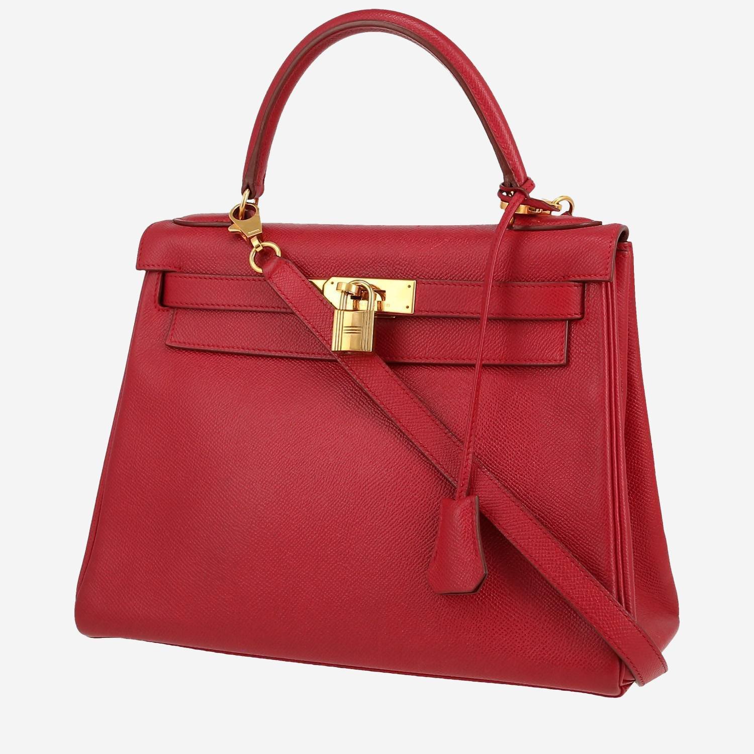 Hermès Kelly 28 cm handbag in red Courchevel leather Hermès Kelly 28 cm handbag in red Courchevel leather