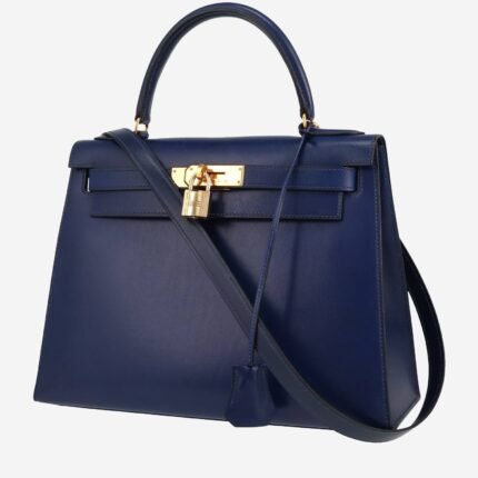Hermès Kelly 28 cm handbag in royal blue box leather