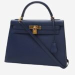 Hermès Kelly 32 cm handbag in indigo blue epsom leather