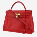 Hermès Kelly 32 cm handbag in red box leather