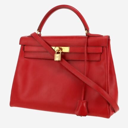 Hermès Kelly 32 cm handbag in red box leather