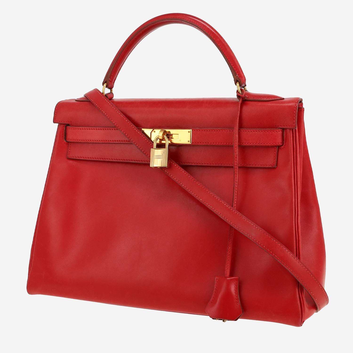 Hermès Kelly 32 cm handbag in red box leather