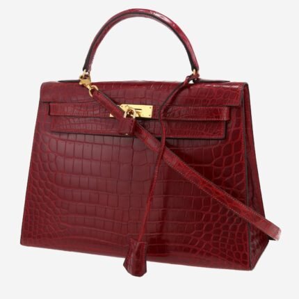 Hermès Kelly 32 cm handbag in red niloticus crocodile