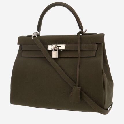 Hermès Kelly 32 cm handbag in Vert de Gris togo leather