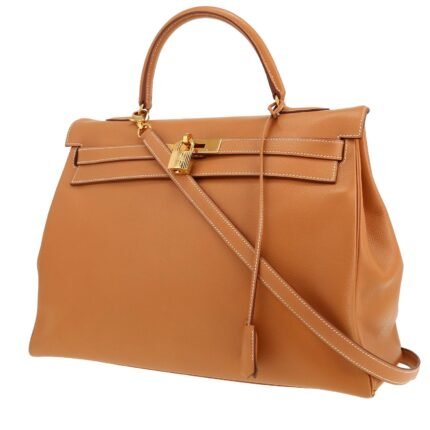 Hermès Kelly 35 cm handbag in gold Courchevel leather